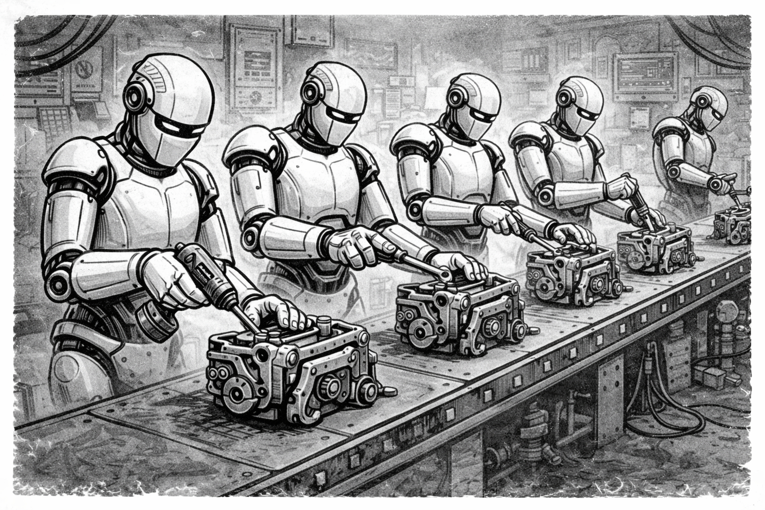 Picture showing robots at factory